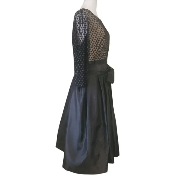 Jessica Howard Chic 3/4 Sleeves Black Polka Dot Mesh Fit & Flare Dress, 16W, NWT - Picture 4 of 11
